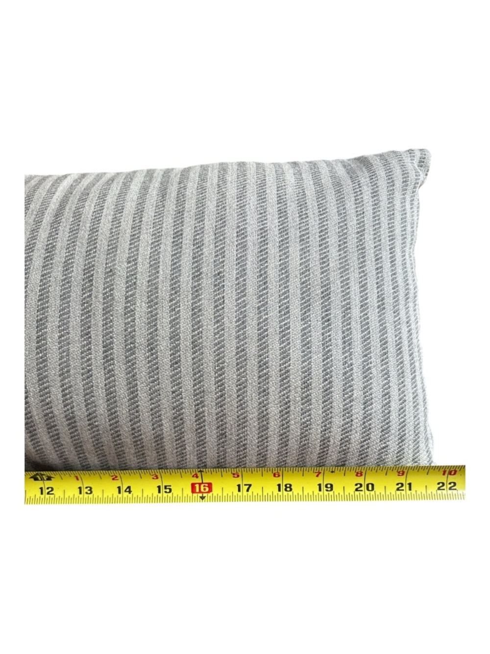 POTTERY BARN SUNBRELLA OUTDOOR LUMBAR PILLOW GREY STRIPES 22” x 10” - Picture 8 of 10
